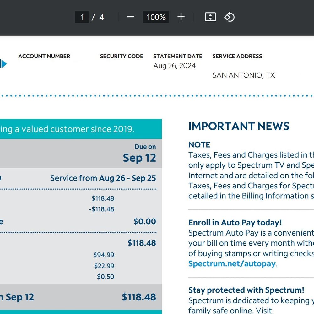 September 2024 Bill
Landline phone & Internet. September 2024 Bill
Landline phone & Internet.