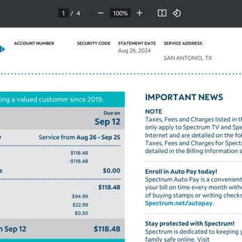 Spectrum - September 2024 Bill Landline phone & Internet. - Television Service Providers Near Me - San Antonio, Texas