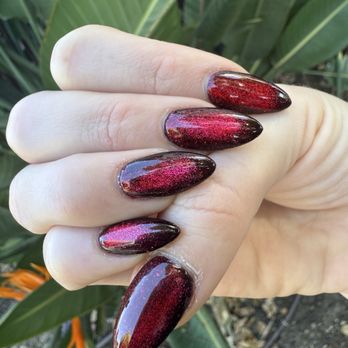 Lavender Nail & Spa - Red Cat-Eye Style Nails - Skin Care Near Me - Yorba Linda, California