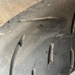 Fixed nail puncture of my rear wheel, beautiful work. Fixed nail puncture of my rear wheel, beautiful work.