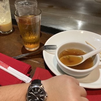 Benihana - Almost an hour after we were seated we get not so hot onion soup - Sushi Bars Near Me - Houston, Texas Benihana - Almost an hour after we were seated we get not so hot onion soup - Sushi Bars Near Me - Houston, Texas