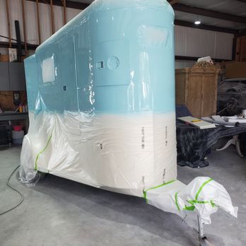 Massive Auto Works - Horse Trailer just out of the paint shop - Body Shops Near Me - Magnolia, Texas Massive Auto Works - Horse Trailer just out of the paint shop - Body Shops Near Me - Magnolia, Texas