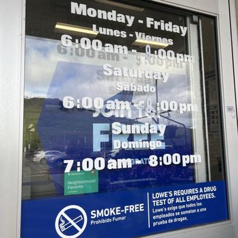 Lowe's Home Improvement - 3/2/25 FYI. Business hours. - Hardware Stores Near Me - Vallejo, California