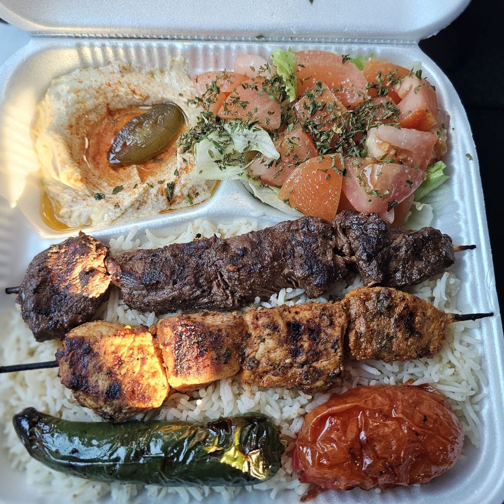Carson Kebab - Chicken and beef plate. Fluffy rice with a great Mediterranean salad and well made hummus. - Mediterranean Near Me - Carson, California Carson Kebab - Chicken and beef plate. Fluffy rice with a great Mediterranean salad and well made hummus. - Mediterranean Near Me - Carson, California