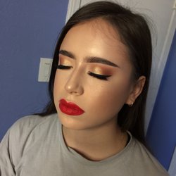 Makeup By Tello - Bold red lip and fluffy brows, per request.
