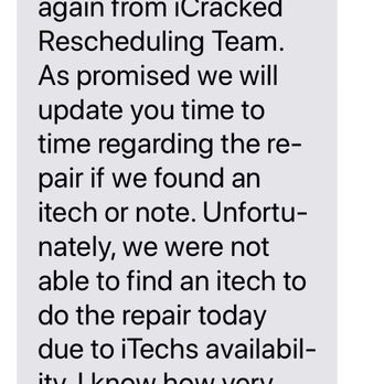 SquareTrade Go - Texts from iCracked reneging on their appt - Mobile Phone Repair Near Me SquareTrade Go - Texts from iCracked reneging on their appt - Mobile Phone Repair Near Me
