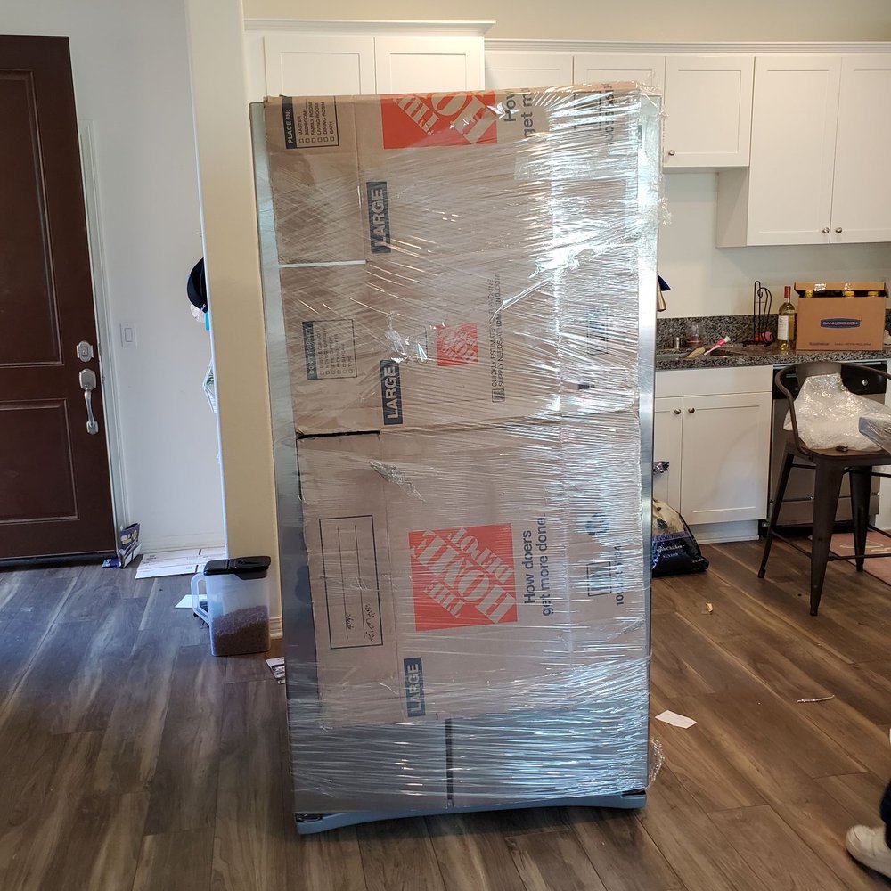 Qshark Moving - Protecting my fridge- they even removed doors. - Movers Near Me - Irvine, California Qshark Moving - Protecting my fridge- they even removed doors. - Movers Near Me - Irvine, California