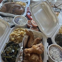 Fried chicken & Pork Chops Collard Greens Mac and cheese Fried chicken & Pork Chops Collard Greens Mac and cheese