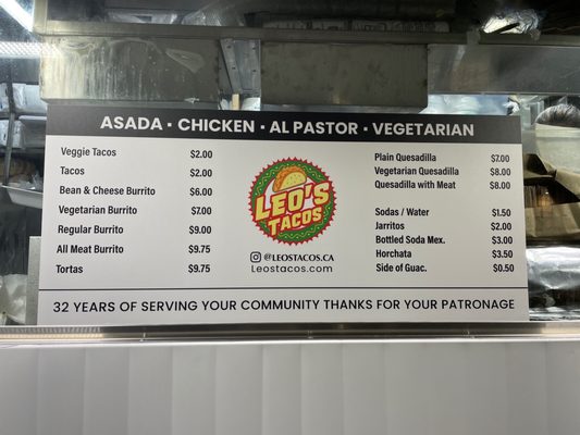 Menu photo 1 Leo's Tacos Los Angeles, CA