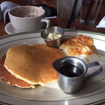 Ted's Bulletin Reston - Pancake stack with egg and hash browns (half of an order-other half on another plate) - Breakfast & Brunch Near Me - Reston, Virginia Ted's Bulletin Reston - Pancake stack with egg and hash browns (half of an order-other half on another plate) - Breakfast & Brunch Near Me - Reston, Virginia
