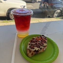 Strawberry Nutella Croffle and Hibiscus Passionade