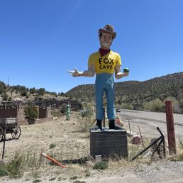 Big Tex in New Mexico welcoming you to Fox Cave.