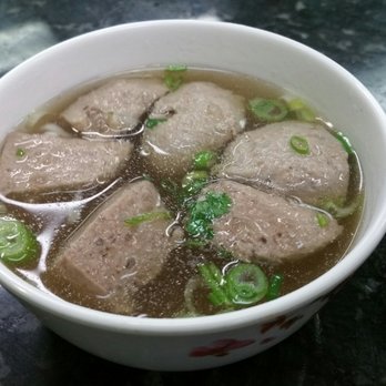 Pho Thanh - $2.25 for 1 and a half meatballs.  They cut 1 meatball into 4 tiny quarters.  So there were 6 pieces of meatballs in this tiny rice bowl. - Vietnamese Near Me - Calgary, Alberta