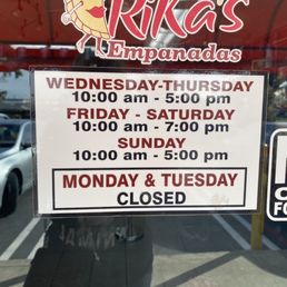 Rika's hours. Nothing posted about the kitchen being closed. So sad - their food is great. Rika's hours. Nothing posted about the kitchen being closed. So sad - their food is great.