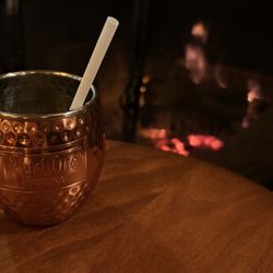 The Irish Harp Pub - Our seat near the fireplace!