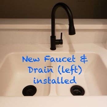 George's Plumbing - AFTER - New Modern Black Faucet & Drain - Plumbing Near Me