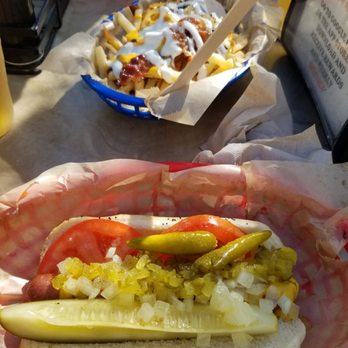 Mustard's Last Stand - Chicago dog and junkyard fries. - Hot Dogs Near Me - Melbourne, Florida Mustard's Last Stand - Chicago dog and junkyard fries. - Hot Dogs Near Me - Melbourne, Florida