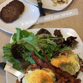The Great Egg - Denton - Wife & I enjoyed Hiker & Crab Cake Poached Eggs Benedict - Breakfast & Brunch Near Me - Denton, Texas