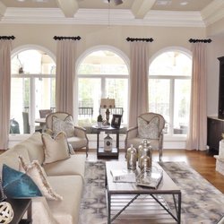 Lady Dianne's Custom Window And Bed Treatments - Ring Curtains on short rods over Arch Windows