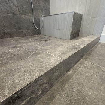 Tile Perfected - Mitered corners on shower curb - General Contractors Near Me - Prescott Valley, Arizona Tile Perfected - Mitered corners on shower curb - General Contractors Near Me - Prescott Valley, Arizona
