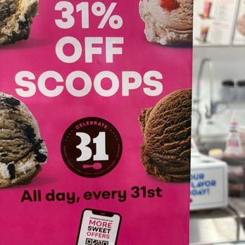 Baskin Robbins - Sign that does Not say you must use an app for a discount. - Ice Cream & Frozen Yogurt Near Me - Thousand Oaks, California Baskin Robbins - Sign that does Not say you must use an app for a discount. - Ice Cream & Frozen Yogurt Near Me - Thousand Oaks, California