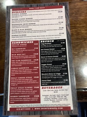 Menu photo 4 Showtown Bar & Grill Gibsonton, FL