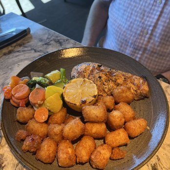 Firebirds Wood Fired Grill - Salmon and tots - American Near Me - Fort Worth, Texas Firebirds Wood Fired Grill - Salmon and tots - American Near Me - Fort Worth, Texas