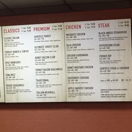 the menu of a restaurant