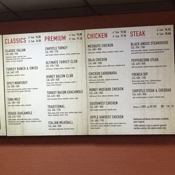 Quiznos - the menu of a restaurant - Sandwiches Near Me - Windsor, Colorado