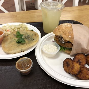 Oasis Vegetarian Cafe - Black bean and vegan cheese papaya, oasis burger, and plantains - Vegetarian Near Me - Riverside, California