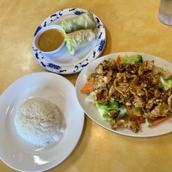 Pad Thai Express - Garlic lover's chicken, white rice, salad rolls