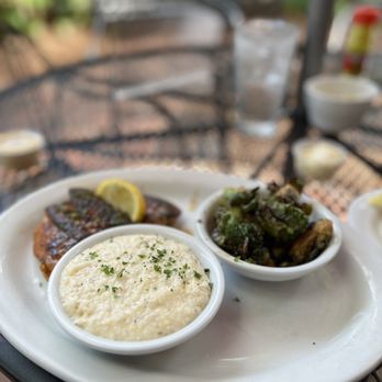 Jonah's Fish & Grits - 8 oz Blackened Grouper with Brussel sprouts! - Seafood Near Me - Thomasville, Georgia Jonah's Fish & Grits - 8 oz Blackened Grouper with Brussel sprouts! - Seafood Near Me - Thomasville, Georgia