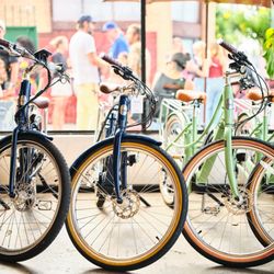 LINUS - Interior, e-bikes at the Linus bike shop in Venice, CA.