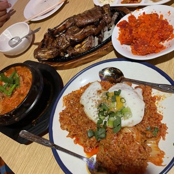 Kyung's Seafood - kim chee fried rice, kim chee chige, masago poke, and kalbi - Seafood Near Me - Honolulu, Hawaii Kyung's Seafood - kim chee fried rice, kim chee chige, masago poke, and kalbi - Seafood Near Me - Honolulu, Hawaii