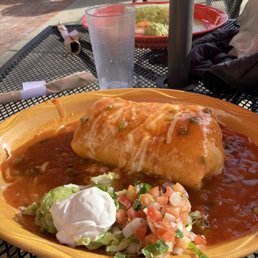 Chimichanga on the outdoor patio