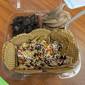 Frostie Moose - New ice cream "nacho" plate! Pick your soft serve, topping, and sauce with choice of sprinkles over waffle pieces - Ice Cream & Frozen Yogurt Near Me - Woodbridge, Virginia Frostie Moose - New ice cream "nacho" plate! Pick your soft serve, topping, and sauce with choice of sprinkles over waffle pieces - Ice Cream & Frozen Yogurt Near Me - Woodbridge, Virginia