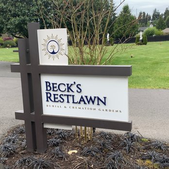 Beck’s Restlawn - The sign at the main entrance. - Cremation Services Near Me - Edmonds, Washington