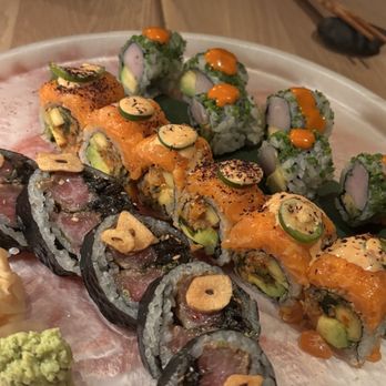 OKARU - Blue fin tuna tataki, salmon kimchi, and yellowtail chili - Sushi Bars Near Me - Roslyn, New York