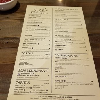 Isabel's Amor - Menu - Mexican Near Me - Gilbert, Arizona Isabel's Amor - Menu - Mexican Near Me - Gilbert, Arizona