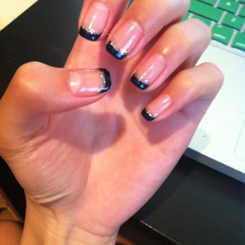 Tranquil Nail Spa - Tracy is amaaaazing. Midnight blue tips (i like em thin) with a silver glitter line under. - Nail Salons Near Me - San Mateo, California Tranquil Nail Spa - Tracy is amaaaazing. Midnight blue tips (i like em thin) with a silver glitter line under. - Nail Salons Near Me - San Mateo, California