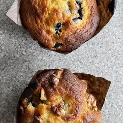 Cardinali Bakery - Top: blueberry muffin. Bottom: banana nut muffin.