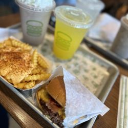 Shake Shack Liberty Center - Shake Shack cheese burger with Carolina BBQ season cheese fries and a Oreo cookie milkshake