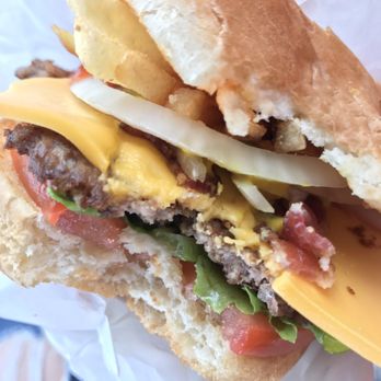 Steak ’n Shake - #16- single steak burger w/cheese & bacon. Cold...clearly. (I added the fries btw) - Fast Food Near Me - Columbus, Ohio