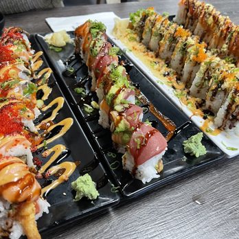 Ichiban Sushi - Godzilla Roll, Ace Roll, Mango crunch roll, and Spider-Man roll. I believe this is the order from left to right. So delicious - Japanese Near Me - Prunedale, California Ichiban Sushi - Godzilla Roll, Ace Roll, Mango crunch roll, and Spider-Man roll. I believe this is the order from left to right. So delicious - Japanese Near Me - Prunedale, California