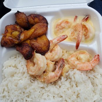 Cazabe Restaurant - Games al Ajillo ( shrimp in garlic sauce). With plantains and rice. - Caribbean Near Me - Jessup, Maryland Cazabe Restaurant - Games al Ajillo ( shrimp in garlic sauce). With plantains and rice. - Caribbean Near Me - Jessup, Maryland