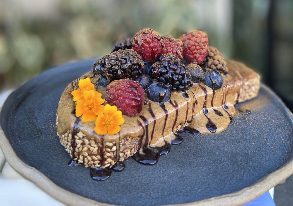 Organic Almond Butter Toast with Organic Farmers Market Berries and