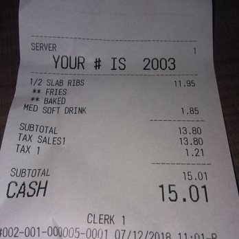 Nicky's Red Hots - Total cost for a half slab of ribs fries to garlic bread sticks in a baked potato $15.01 - Greek Near Me - Naperville, Illinois Nicky's Red Hots - Total cost for a half slab of ribs fries to garlic bread sticks in a baked potato $15.01 - Greek Near Me - Naperville, Illinois