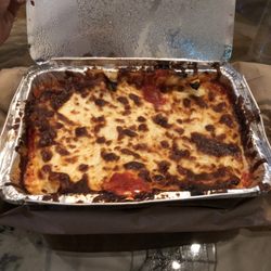 Jim's Pizza Palace - Baked lasagna (overly acidic tomato sauce; under-seasoned)