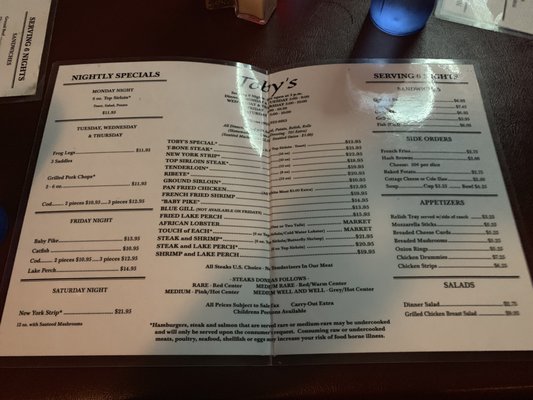 Menu photo 3 Toby's Supper Club Madison, WI