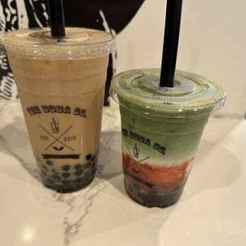 The Boba Co - Mango Milk tea and Strawberry Matcha Milk tea with boba - Bubble Tea Near Me - Poway, California